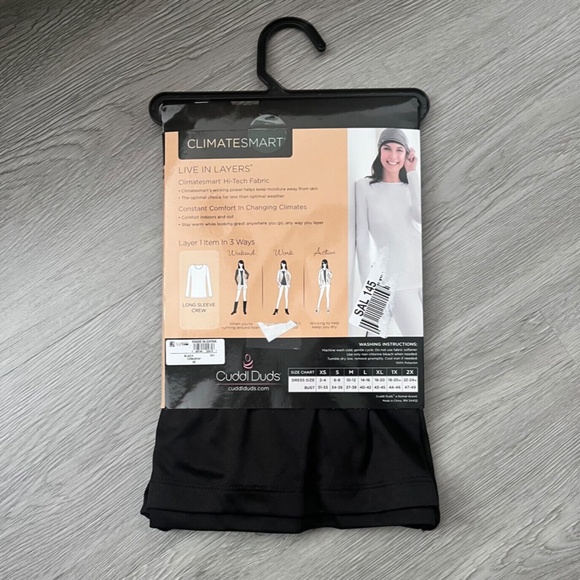 (NWT) Cuddl Duds Climate Smart Long-Sleeve Crew Neck Top, Black Medium - Picture 6 of 7